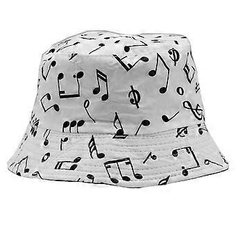 1Pc Bucket Hat Fashion Music Note Pattern Fisherman Hat Summer Sunhat Sun Sun Block Hat for Women Men Teen Music Lover (Black White)