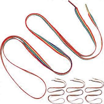 Lot de 2 paires de lacets dégradés en polyester de 120 cm, lacets plats élastiques et colorés pour baskets décontractées, motif arc-en-ciel tendance. Accessoires pour chaussures
