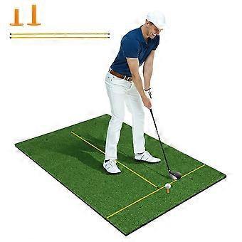 3-in-1 golf tee mat with artificial turf, 2 golf tees, 2 alignment stakes & 6 pre-drilled tee holes, 152 x 92 cm, 27 mm