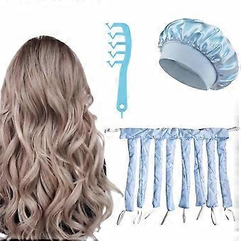 3 Pcs No-Heat Curling Rod Set, Satin Sleep Bonnet and Wavy Z-Shaped Comb, Overnight DIY Hair Styling Kit for Women