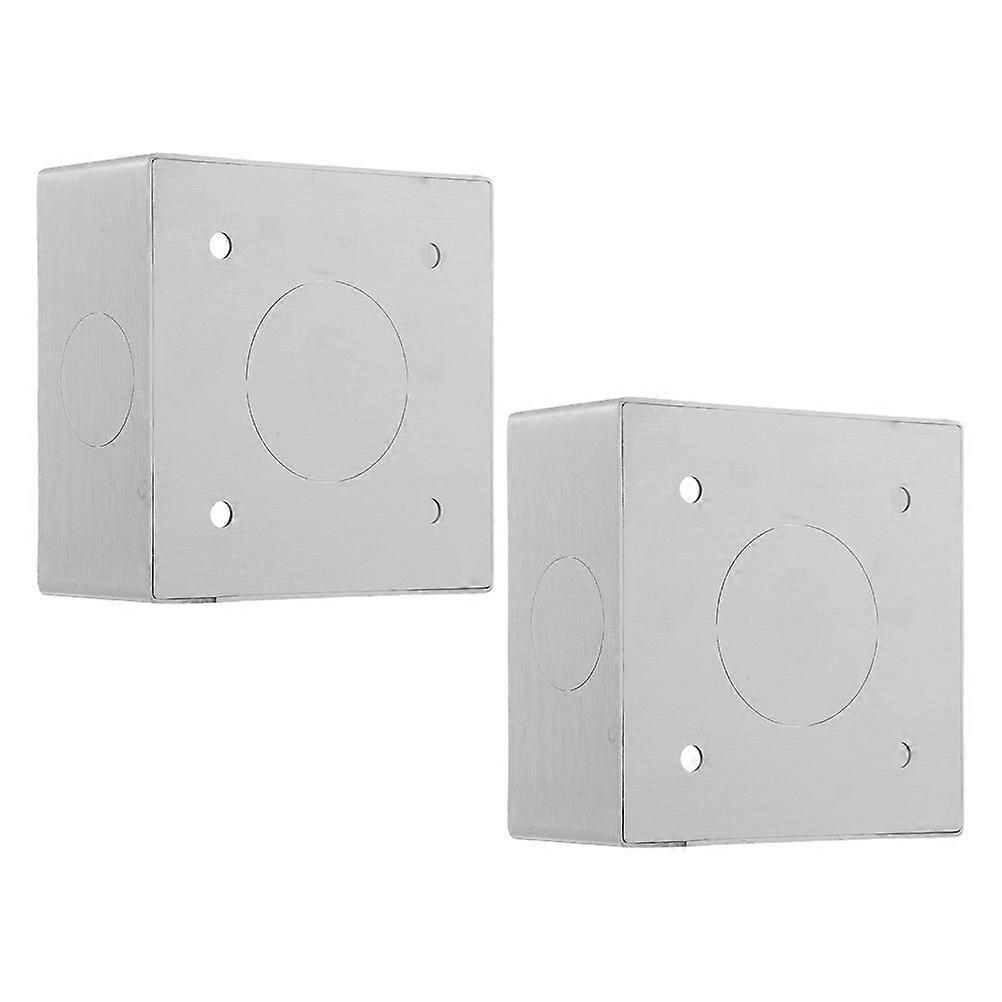 2pcs 86 Type Stainless Steel Surface Mount Box For Wall Switch And Socket Panel Fireproof Electrical Junction Box