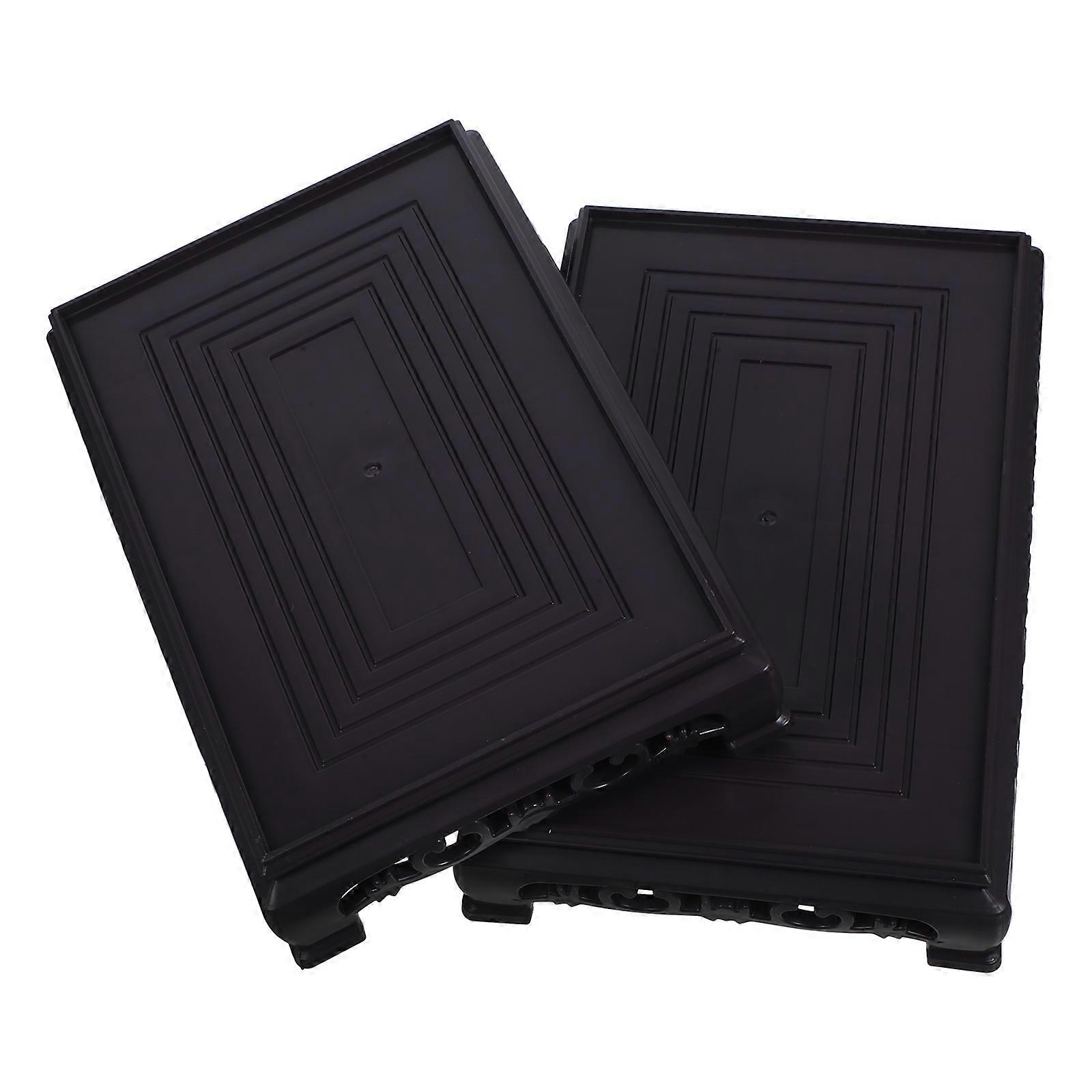 2Pcs Plastic Rectangular Plant Stand for Storage Use Black Durable Material