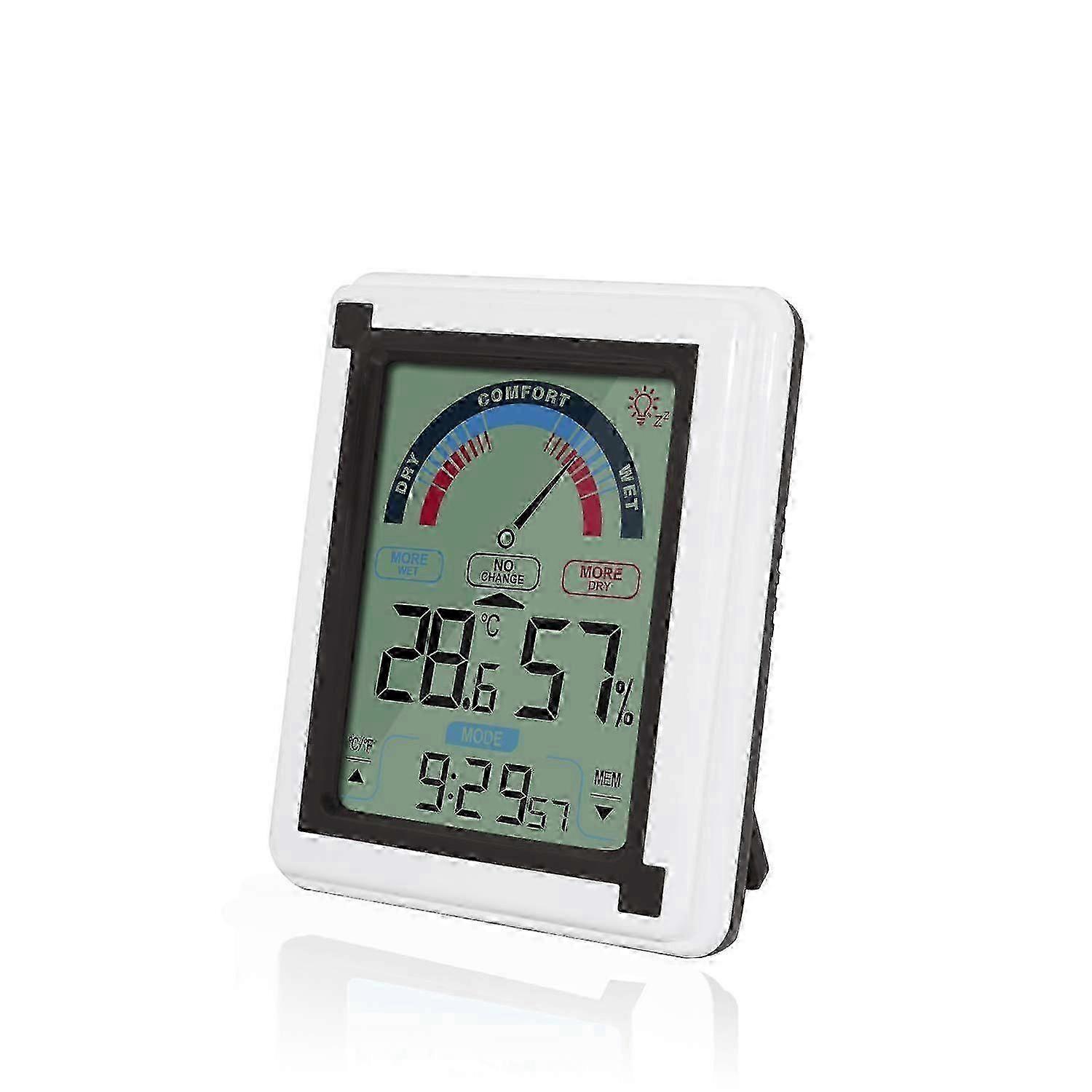Touch Screen LCD Weather Clock - Multi-Function Electronic Alarm with Indoor Thermometer Hygrometer