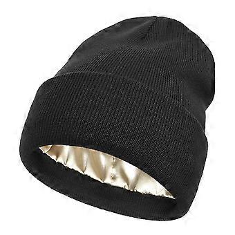 Warm Silk Lined Knit Hat For Winter Curly Hair Essential Winter Hat For Hair Care Warmth Winter travel