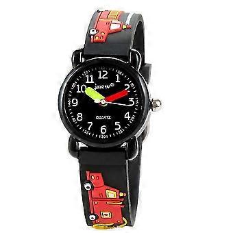 Children Watch with Silicone Strap 3D Fire Truck Pattern Unisex