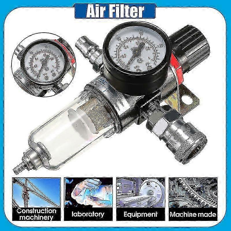 Air Compressor Filter Water Separator Trap Tools Kit W/ Regulator 1/4'