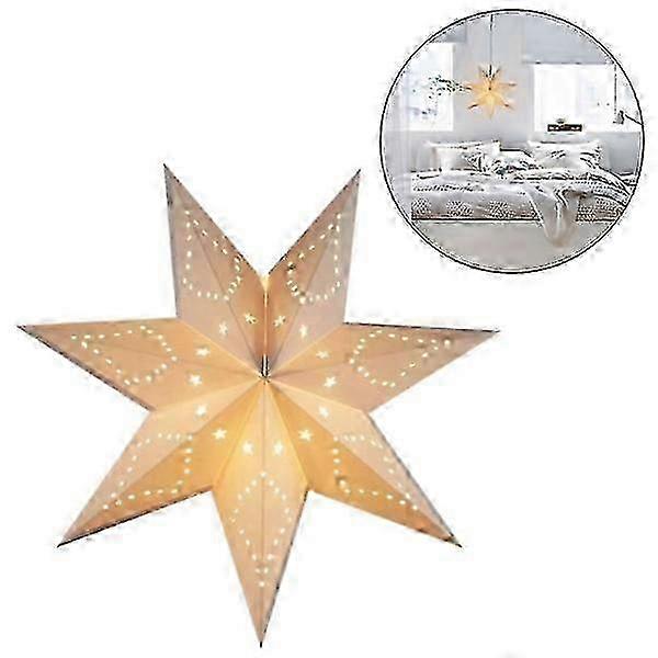 Seven-Pointed White Paper Star Lantern for Ceiling Display - Elegant Party Lighting Solution