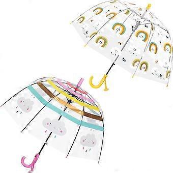 Confezione da 2 ombrelli trasparenti per bambini, antipioggia, a cupola, a bolla, antivento, per bambini e bambine.
