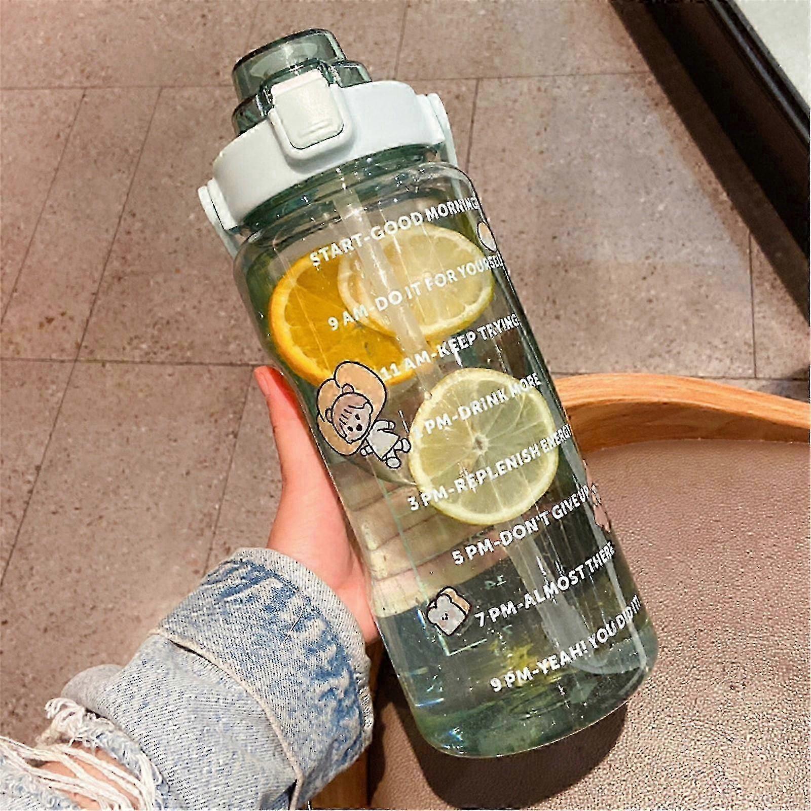 2L Straw Water Bottle With Time Marker