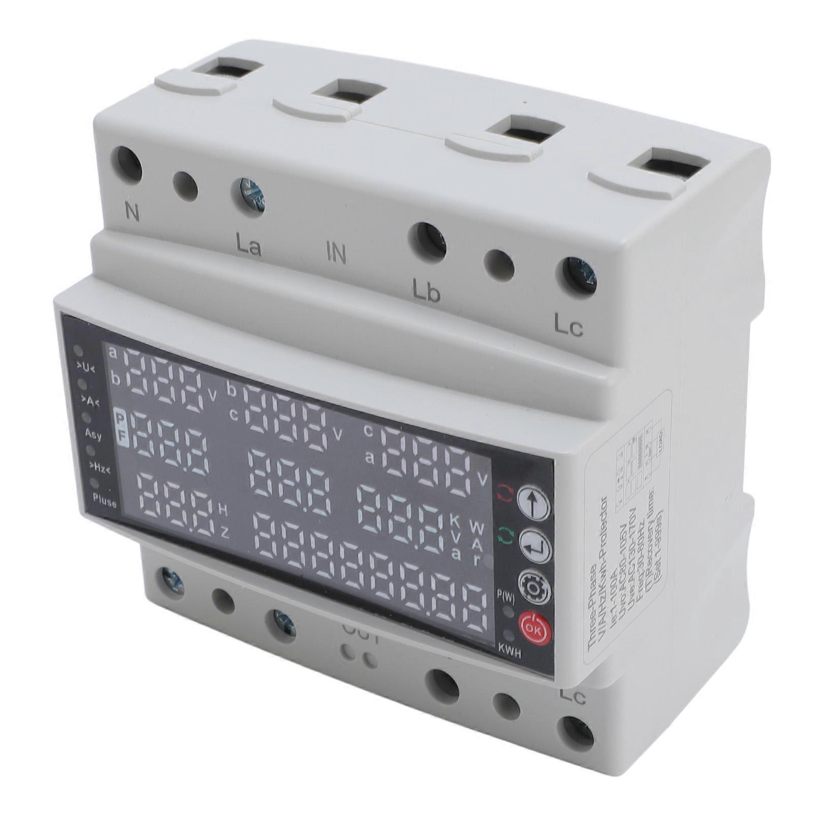 100A 3 Phase V A Hz Kws Protector Pa66 Multi Function Self Reset Voltage Adjustable Protector