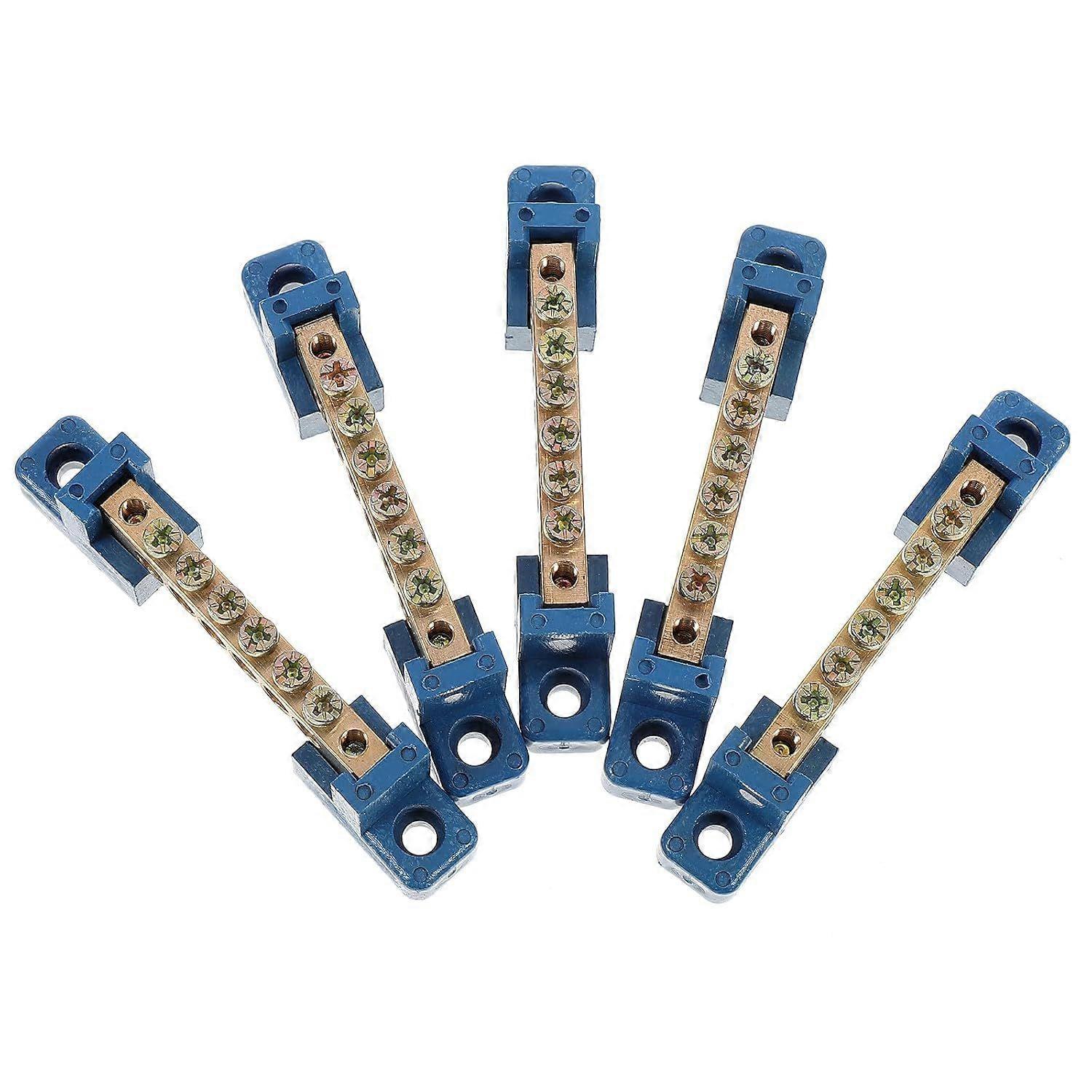 5pcs Brass Distribution Terminal Block Grounding Bus Bar
