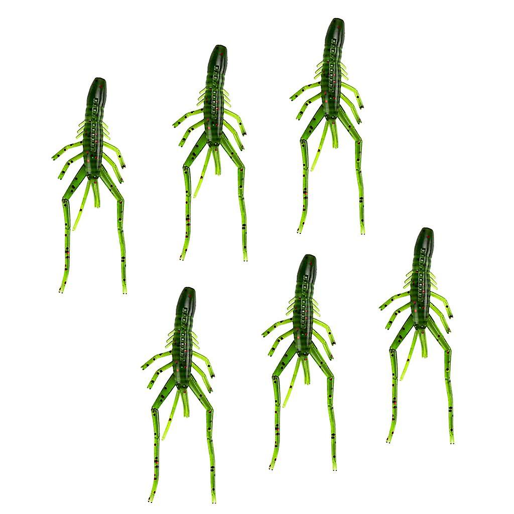 6pcs Simulation Artificial Soft Plastic Worm Fishing Lure Baits White