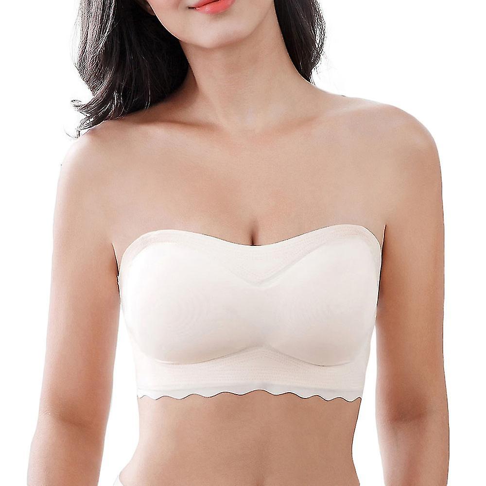 Women Strapless Bra Underwire No Wire Bandeau Padded Bra Non-slip Invisible Strapless Brassiere