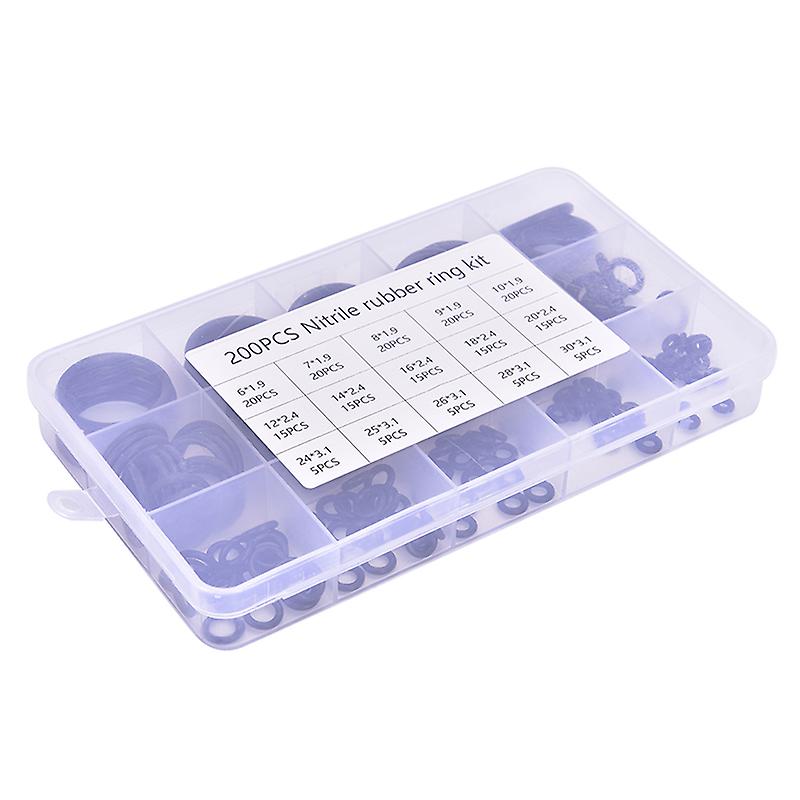 200pcs / set O Ring Kit Hydrolock Gummi O-Ringe Unterlegscheibe Dichtung Dichtung Sortiment