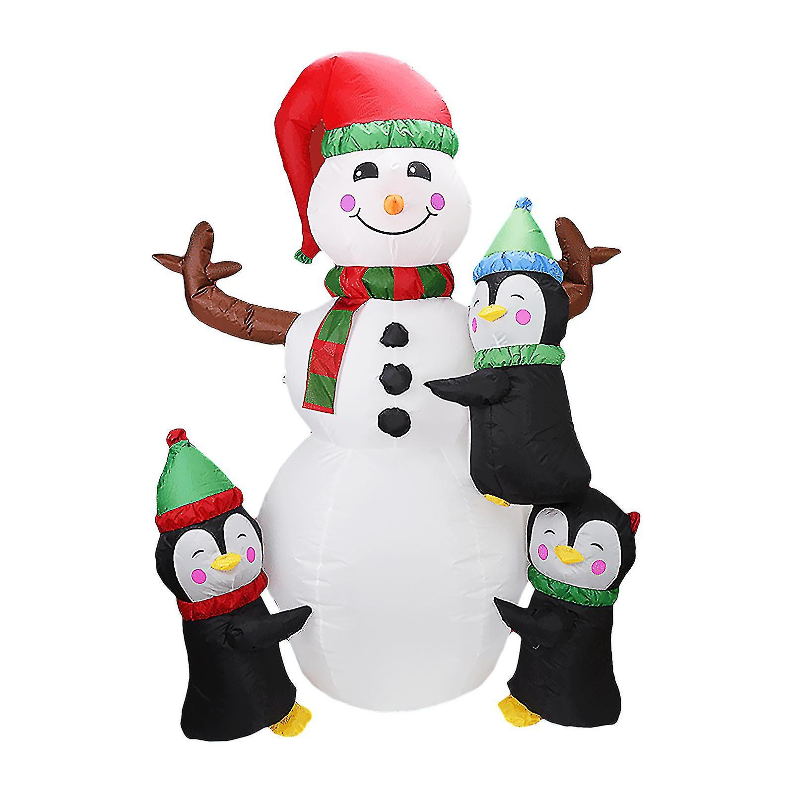 6ft Christmas Inflatables Penguin & Snowman Shaped Led Blow Up Xmas Inflatable Props With Fixed Stakes Tethers For Outdoor