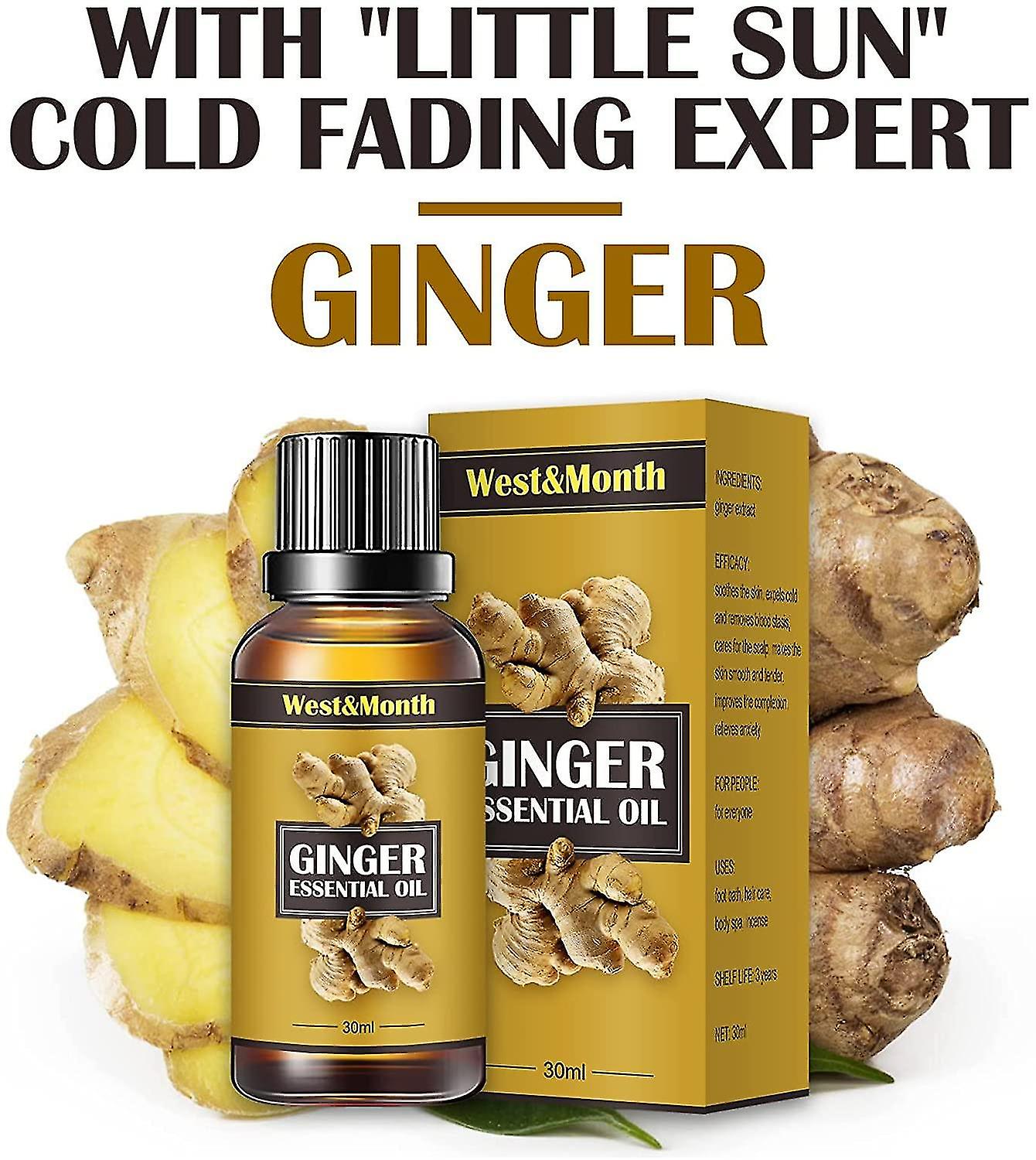 2pcs 30ml Lymph Detoxification Ginger Oil,belly Drainage Ginger Oil