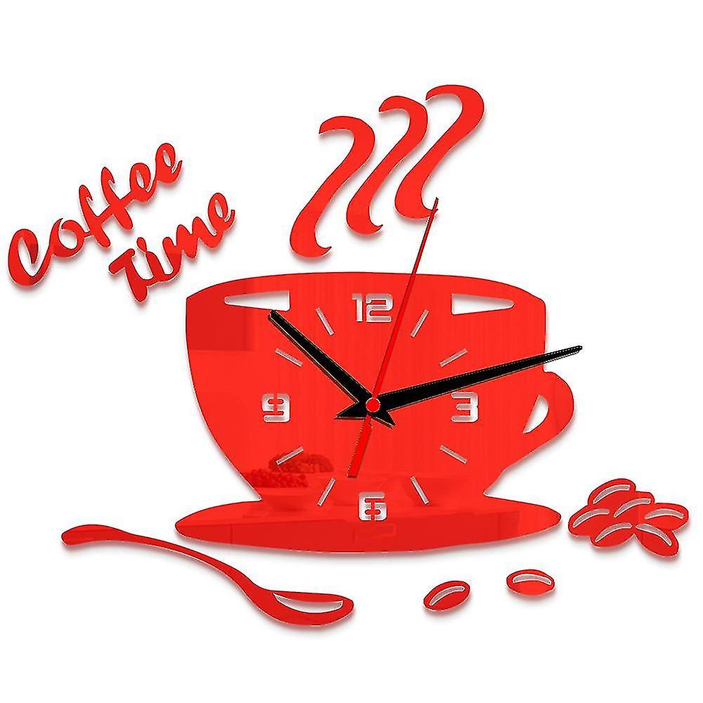 3d Diy Coffee Time Clock Acrylic Wall Clock Modern For Kitchen Home Decor Cup Shape Wall