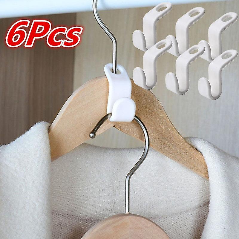 6 Pcs Wardrobe Space-saving Multi-function Hanger Hook Coat Hook Plastic Closet Stack Hanger Rack Bedroom Storage Organi