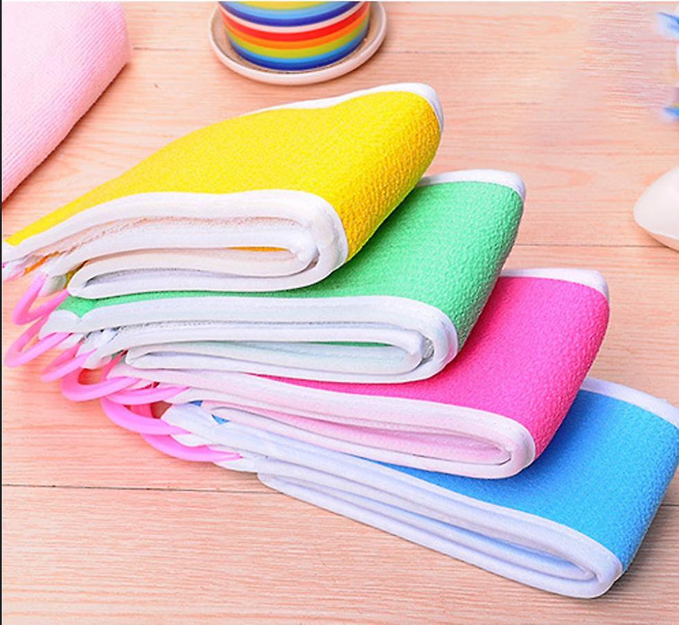 5pcs79*8.3cm Double Sided Shower Exfoliating Back Scrub Scrubbing Strap Body Bath Sponge