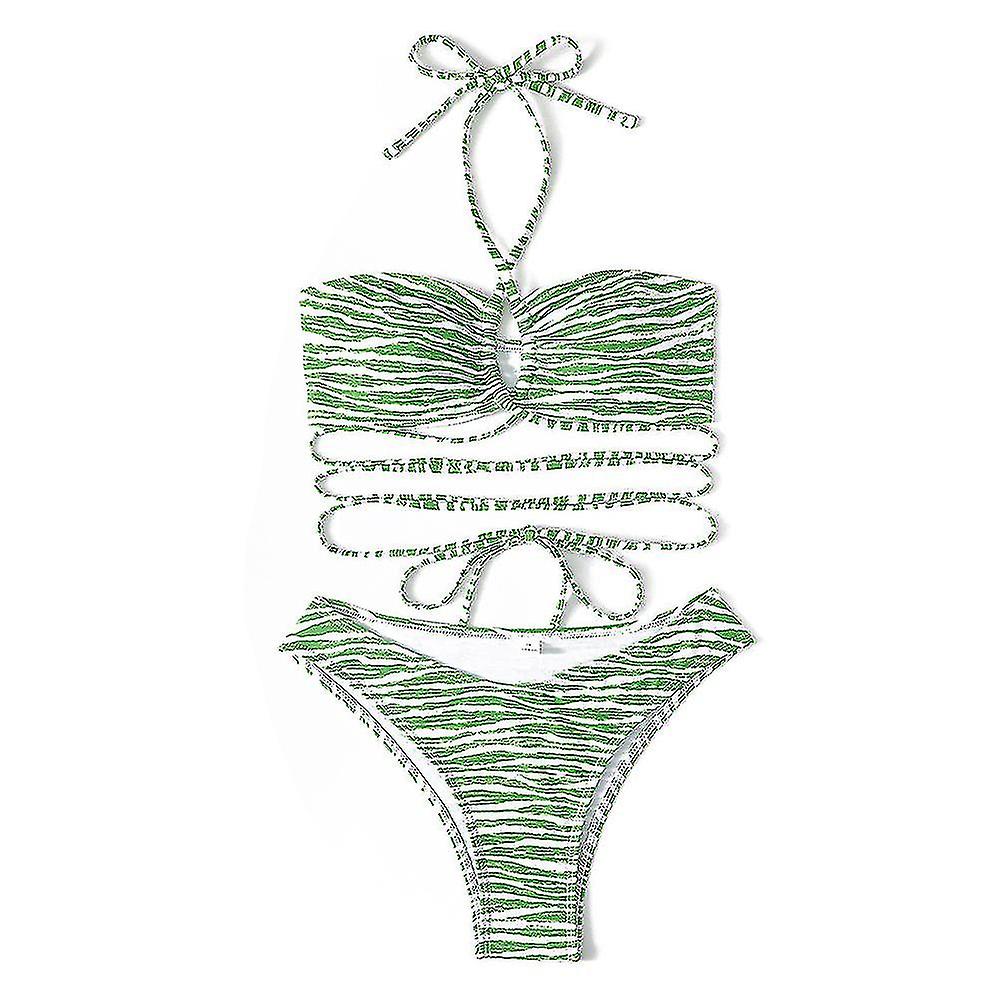 Maillot de bain deux pièces pour femmes Bikini à imprimé rayé