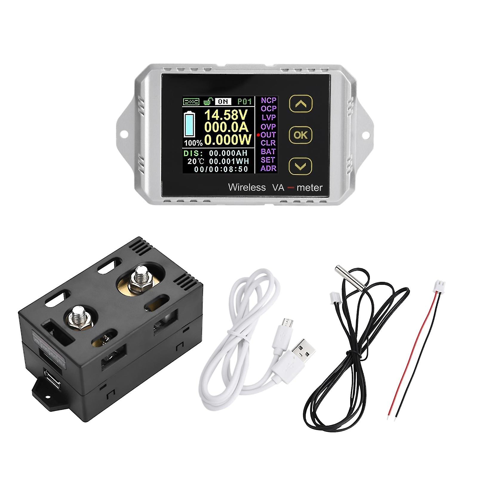 Wireless Color Lcd Screen Dc Voltage Ammeter Power Meter Watt Tester (vat-4300, 0-300a 0-400v)