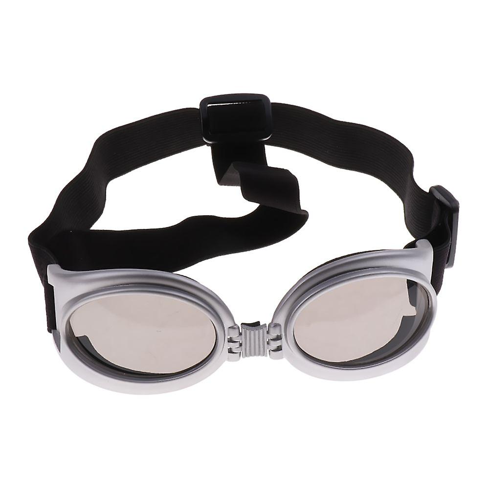 Pet Dog Wind Sunglasses Eyeglasses Goggles Adjustable Strap Silver