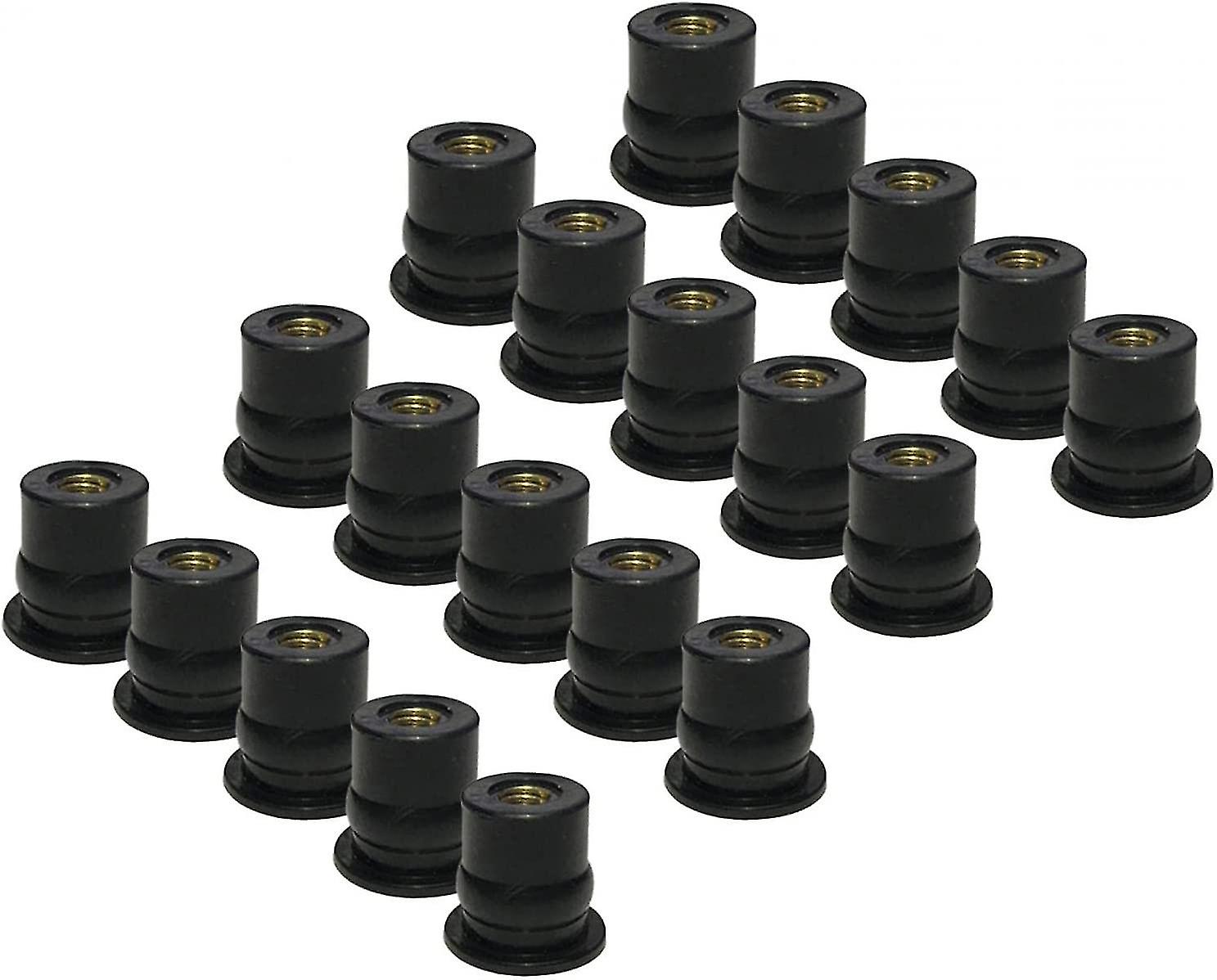 Professional Rubber Well Nuts Universal Brass Insert Cowls Fastener Replace Parts, 20x M6