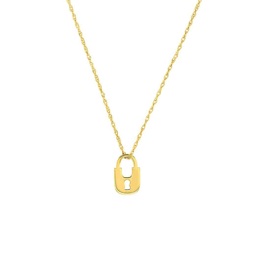 Colar com pingente de 45 cm (18 polegadas) em ouro amarelo 14k, ajustável, com fecho de argola e cordão. Ideal para mulheres.