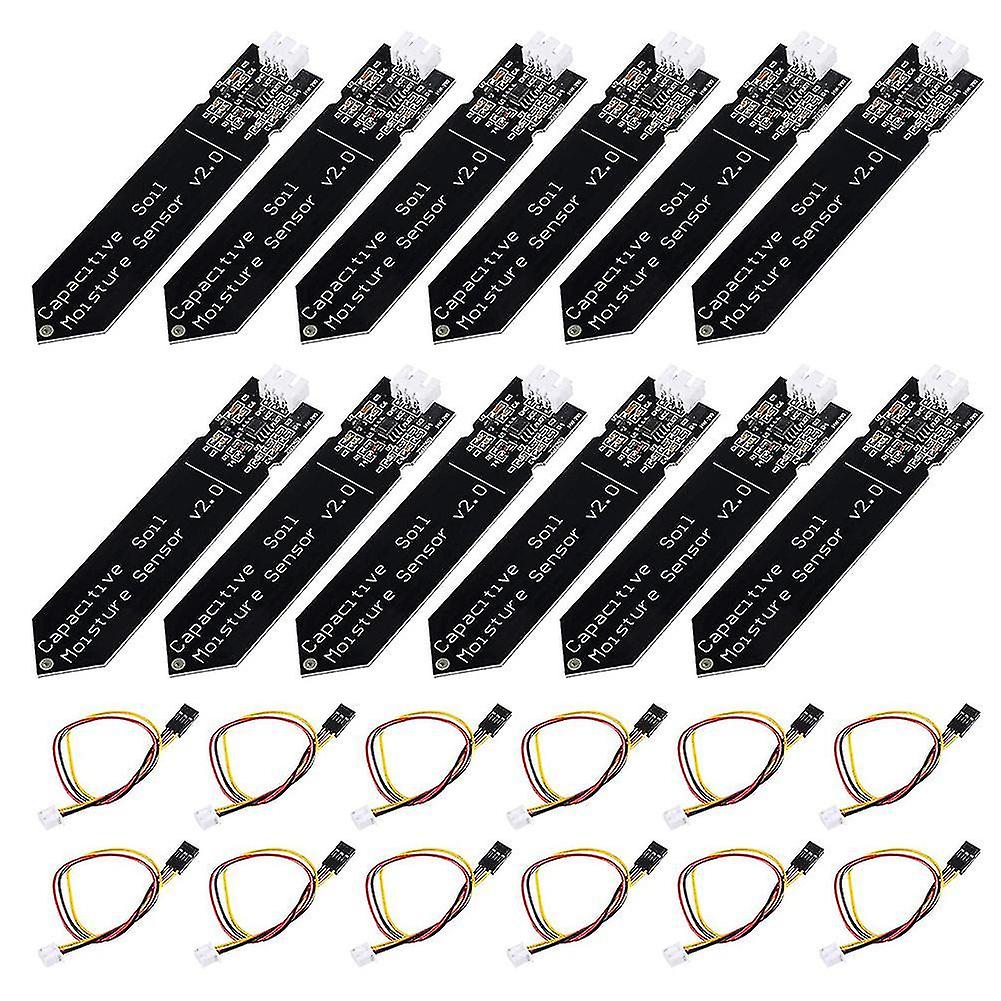 12pcs Capacitive Soil Moisture Sensor Module 3.3-5.5v 3-pin W/gravity Wire Corrosion Resistant For