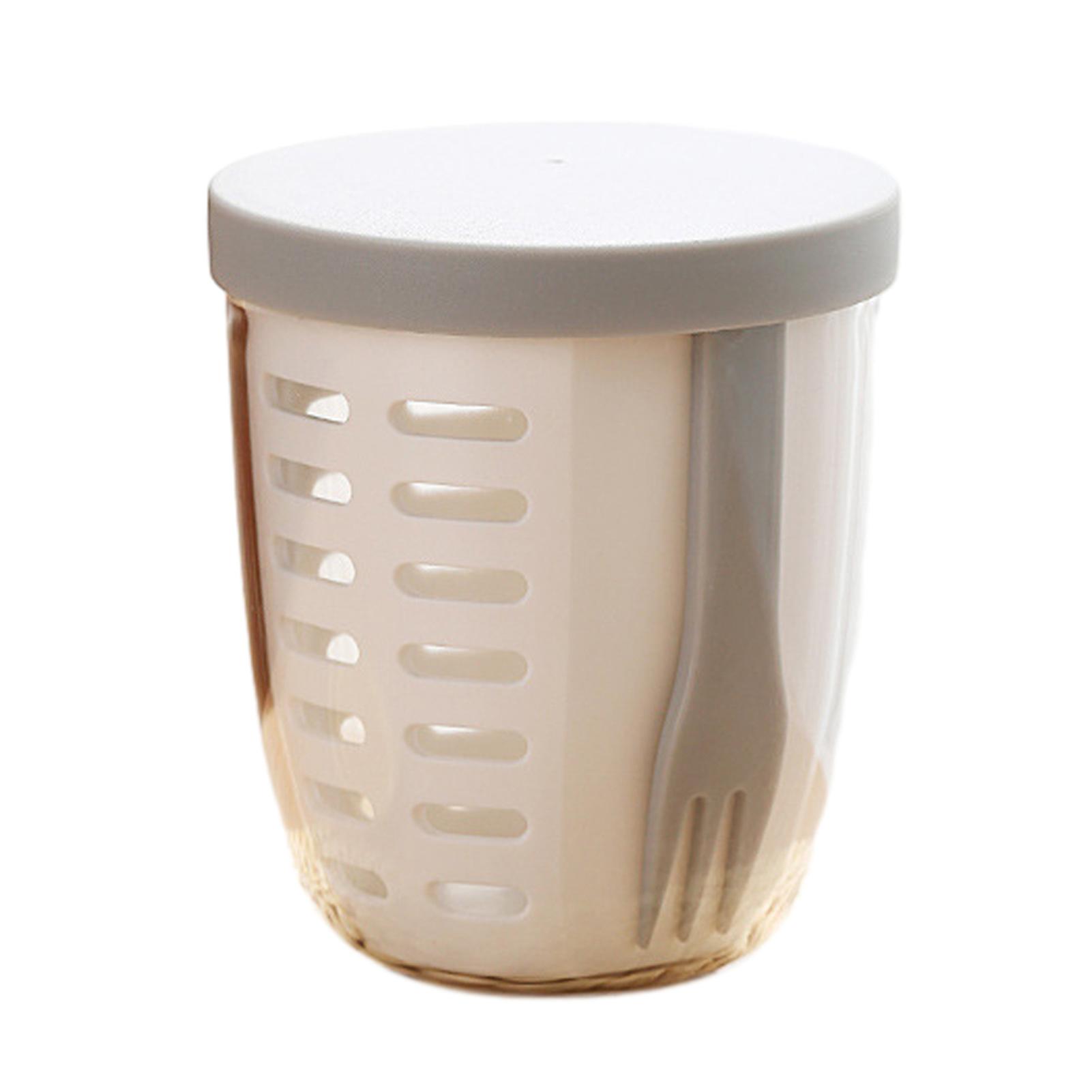 Double Layer Drain Fruit Cup with Fork Lightweight Portable Picnic Box for Office