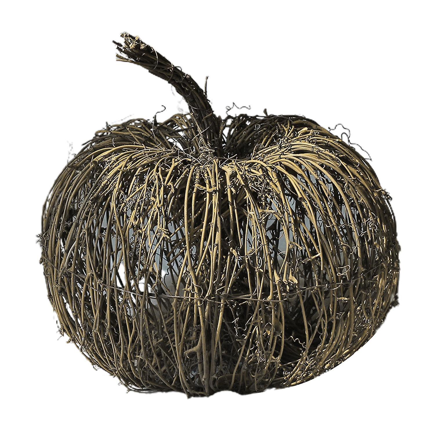 Artificial Pumpkins Rattan Woven Pumpkin Ornament Fall Harvest Pumpkins for Halloween Thanksgiving