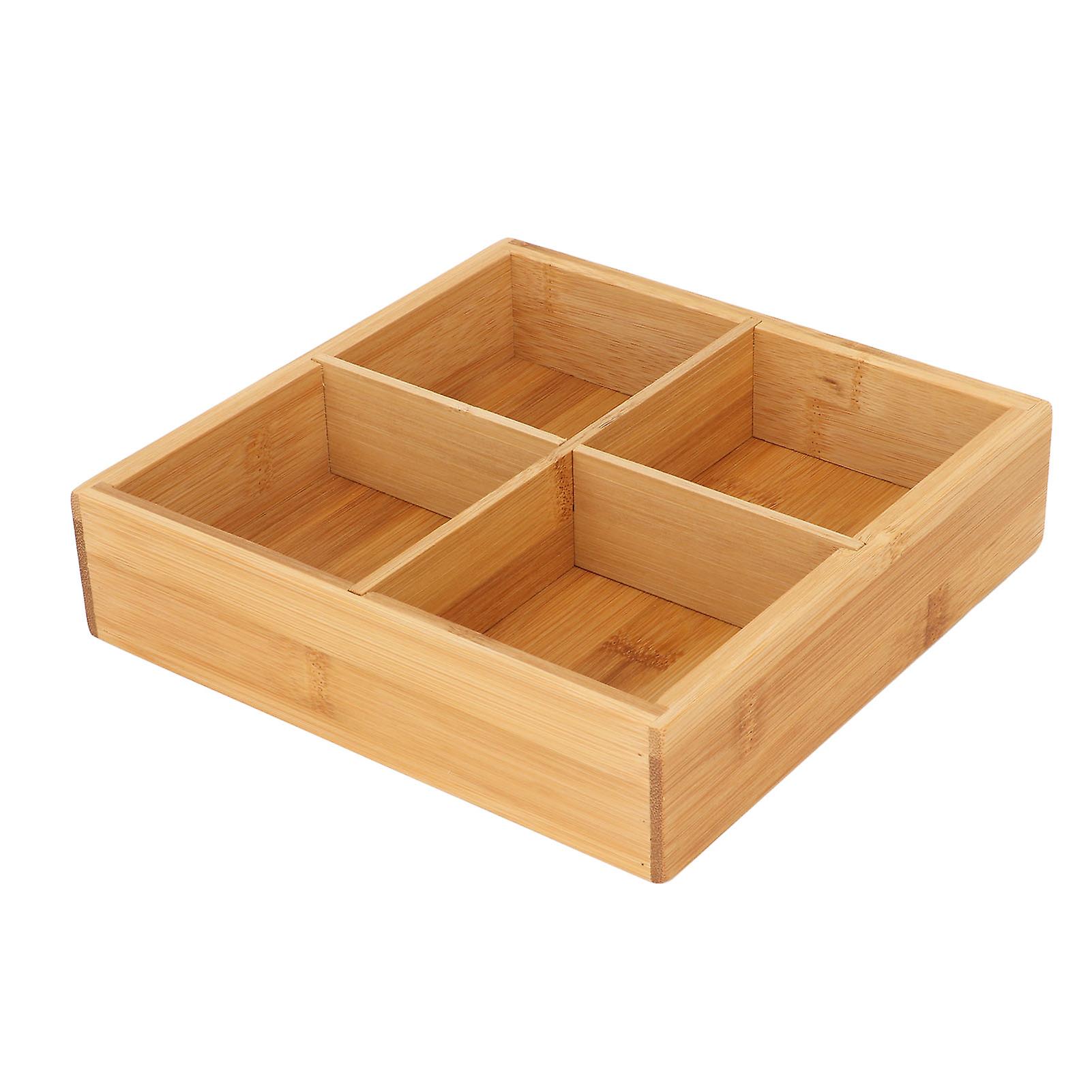 Snack Serving Tray Bamboo Board Paint Free Safe Eco Friendly Divided Dried Fruit Serving Container 4 Compartments