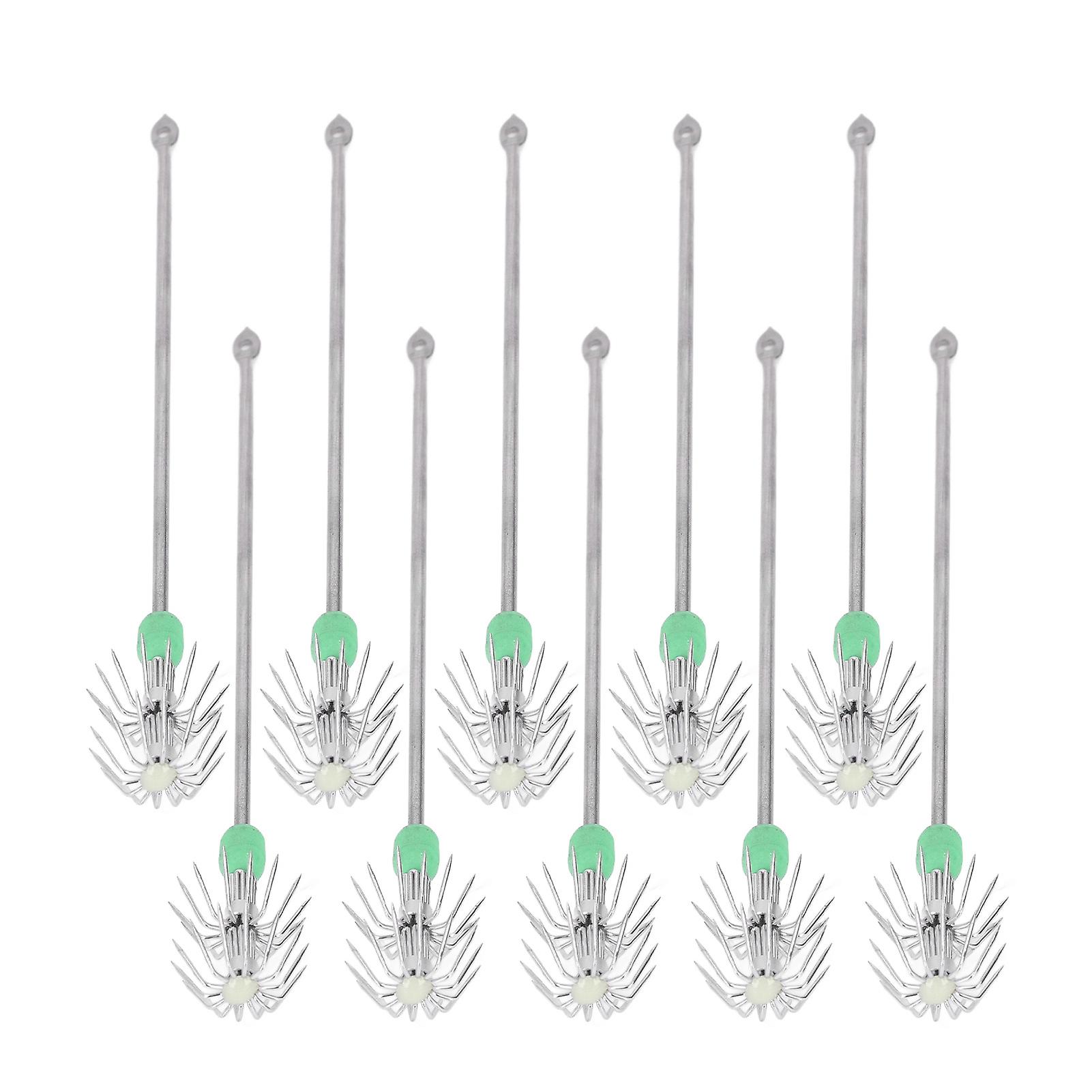 Lot de 10 hameçons de pêche lumineux à double couche en acier inoxydable, à long manche, 17 cm