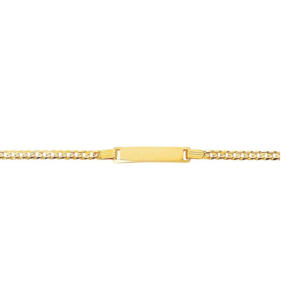 14k Yellow Gold Shiny Curb Link ID Bracelet With Lobster Clasp 6 Inch Identification-Bracelet
