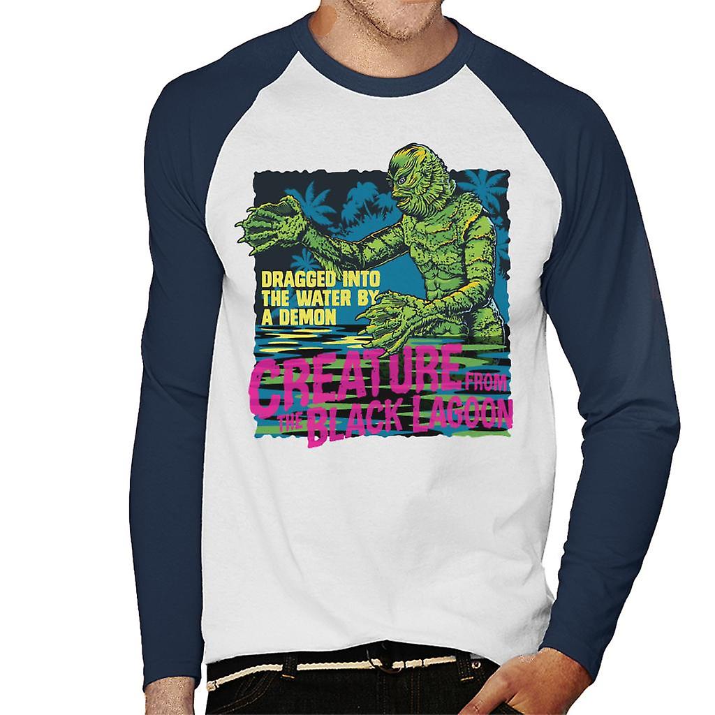 The Creature From The Black Lagoon Dragged Demon Men's Baseball Long Sleeved T-Shirt