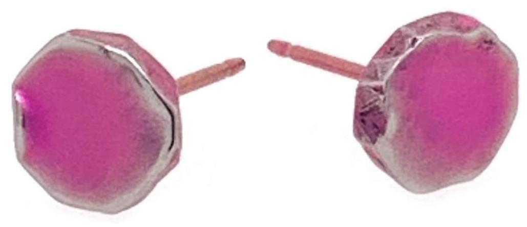 Ti2 Titanium Squashed 7mm Round Stud Earrings - Candy Pink