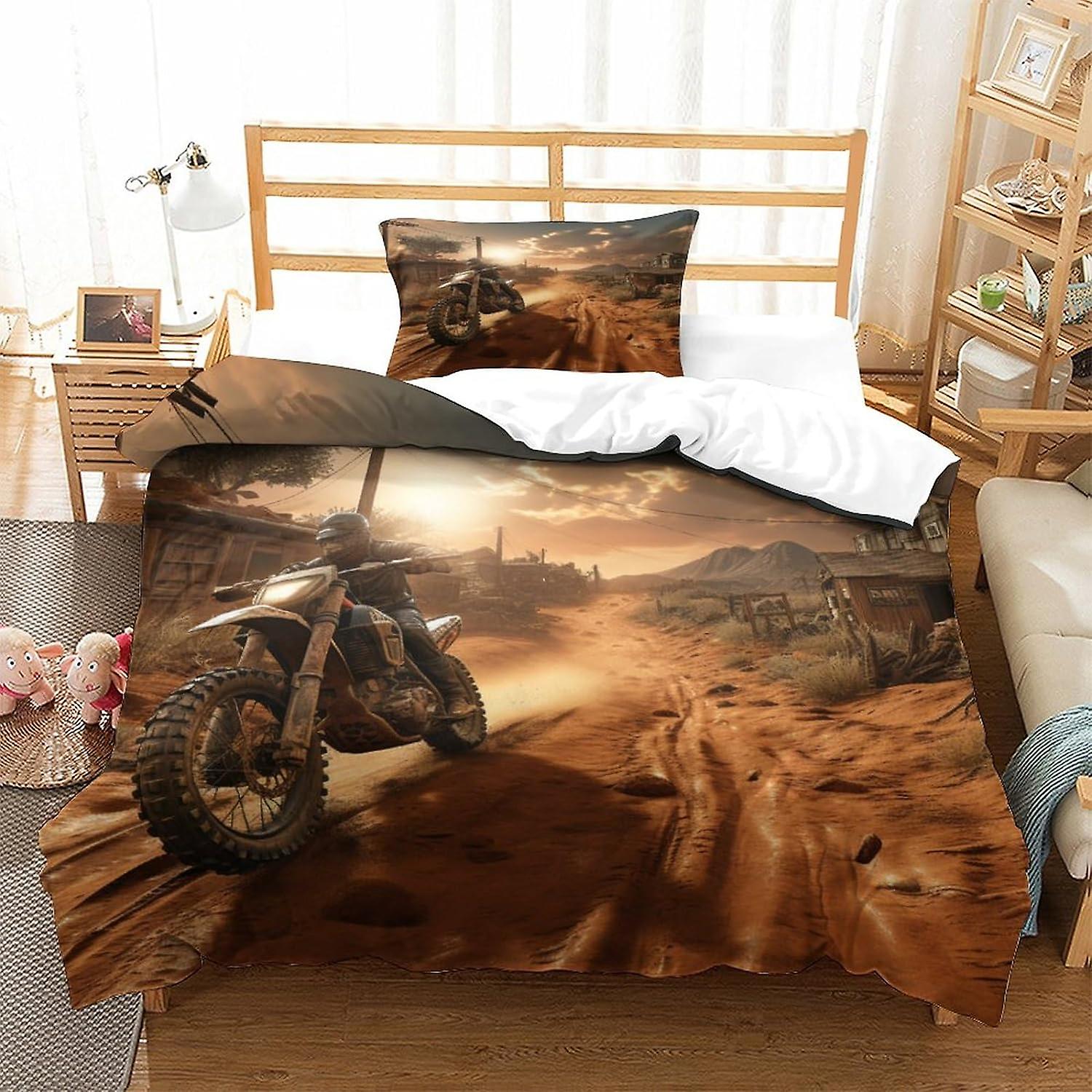 Motorbikes Bedding Duvet Cover Set Exploding 3D Printed Duvet Bedspreads Set for Adult Kids No Comforter Single