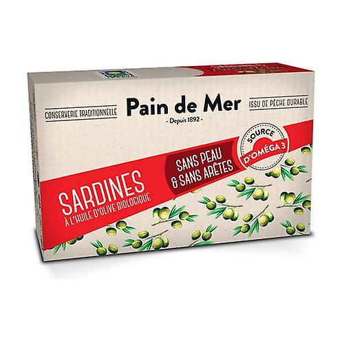 Skinless and boneless sardine fillets in organic olive oil 120 g
