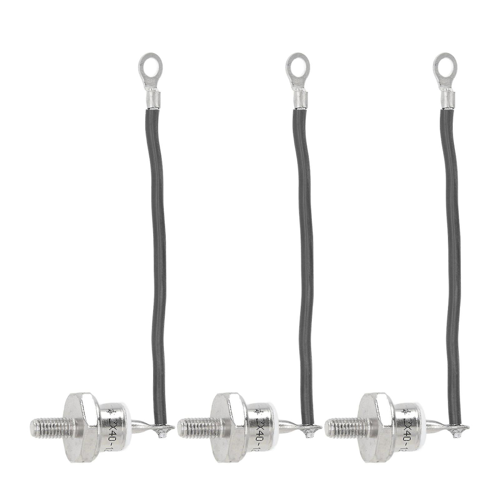 3pcs Generator Rectifier Diode Professional Diesel Engine Generator Diode with Cable for Diesel Generator 40A Negative Black Line