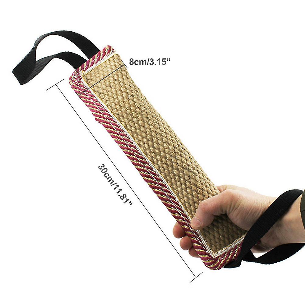 1PC Natural Coarse Hemp Dog Bite Toy with 2 Handles Dog Training Toy