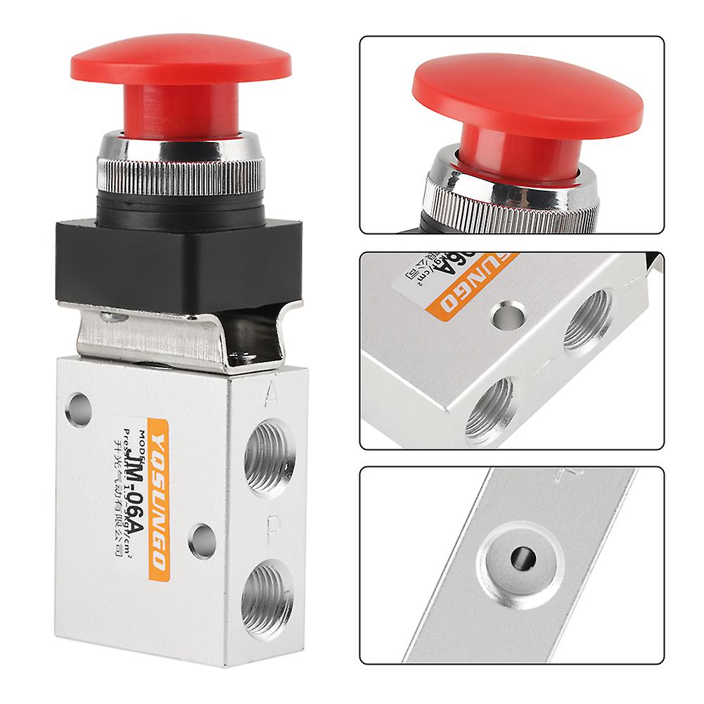 Aluminum Red Flat Button Direct-Acting Rc1/4 Pneumatic Mechanical Valve