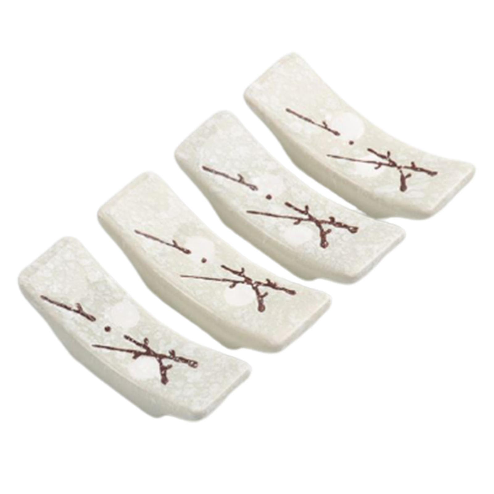 4pcs Ceramic Chopsticks Holder Exquisite Smooth Surface Spoon Rack Chopsticks Rest Kitchen Tool