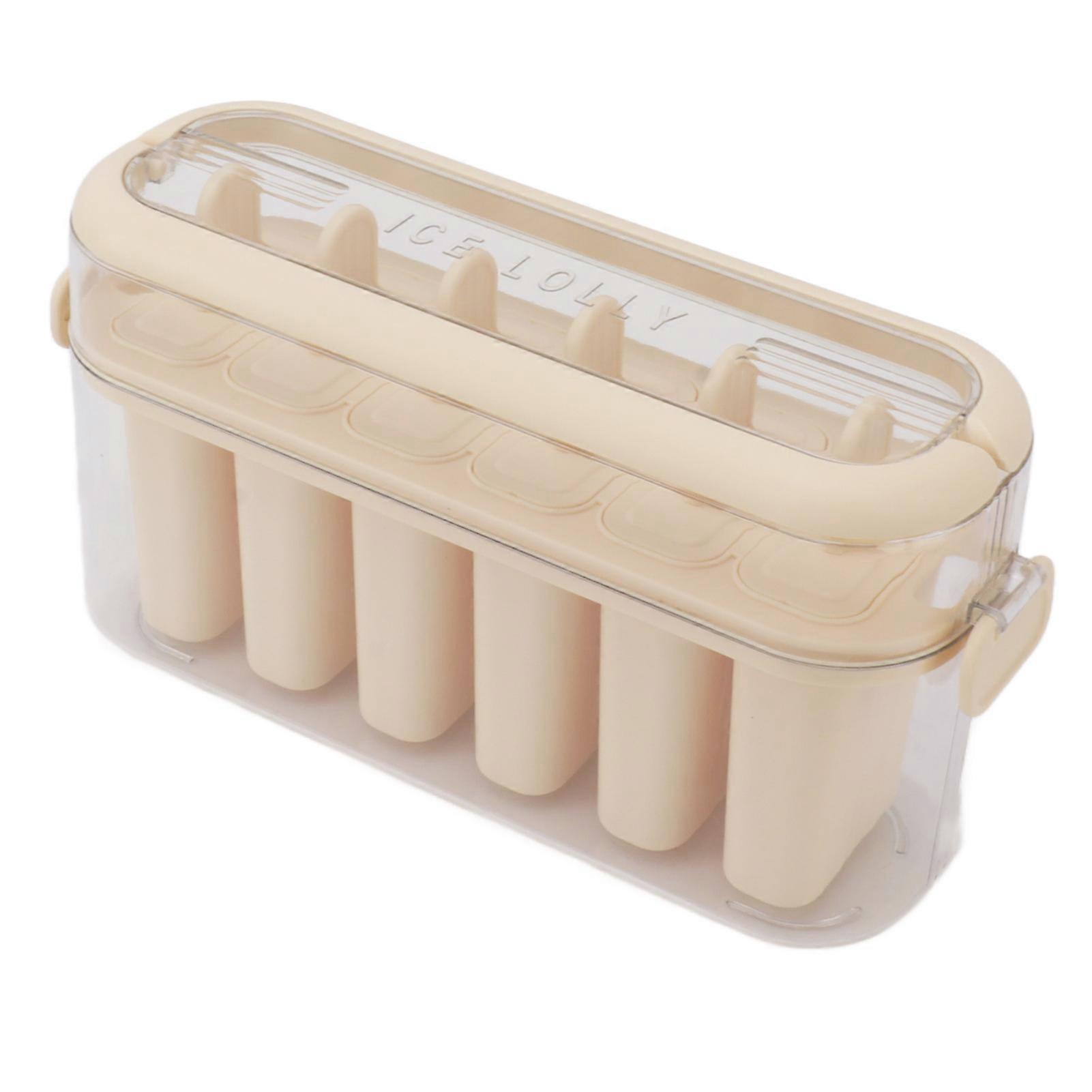 6 Cavities Homemade Ice Bar Molds Ice Bar Making Molds Ice Cream Home Making Molds Beige 