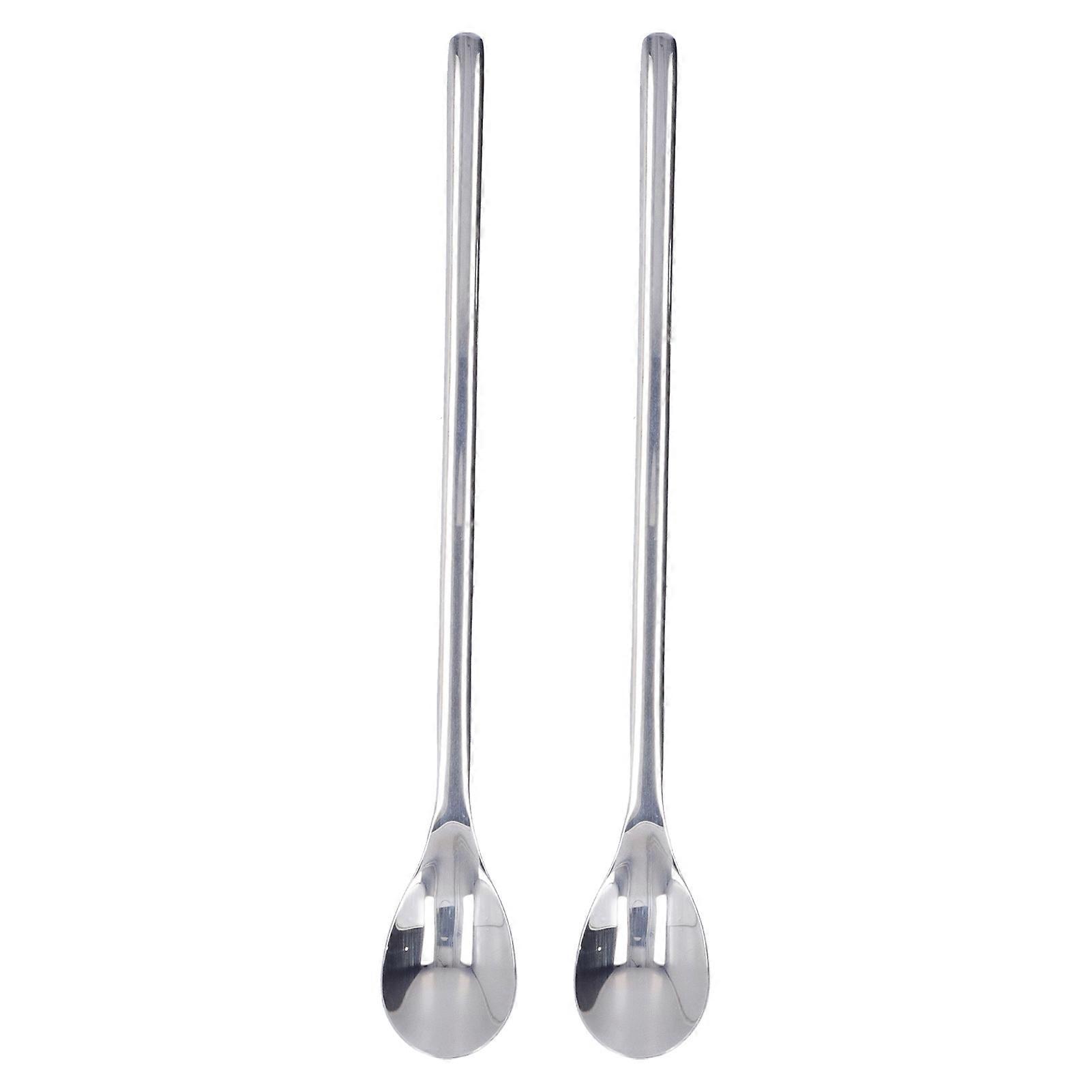 2stk rustfritt stål kaffeskjeer langt håndtak iskremskje til hjemmekaffe dessertbutikk