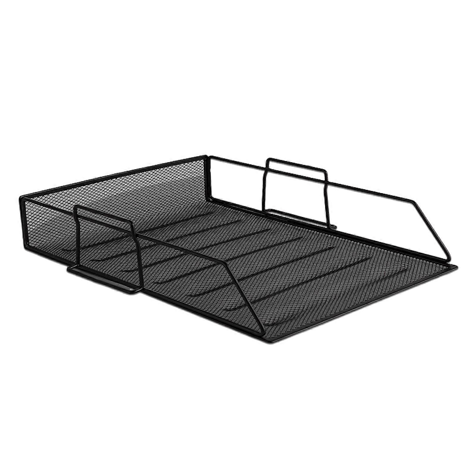 File Rack 3/4 Layers Hollow Mesh Stable Structure Removable Large Capacity Notebook Book Decktop Organizer Paper Letter Stoarge Tray Office Workspace 