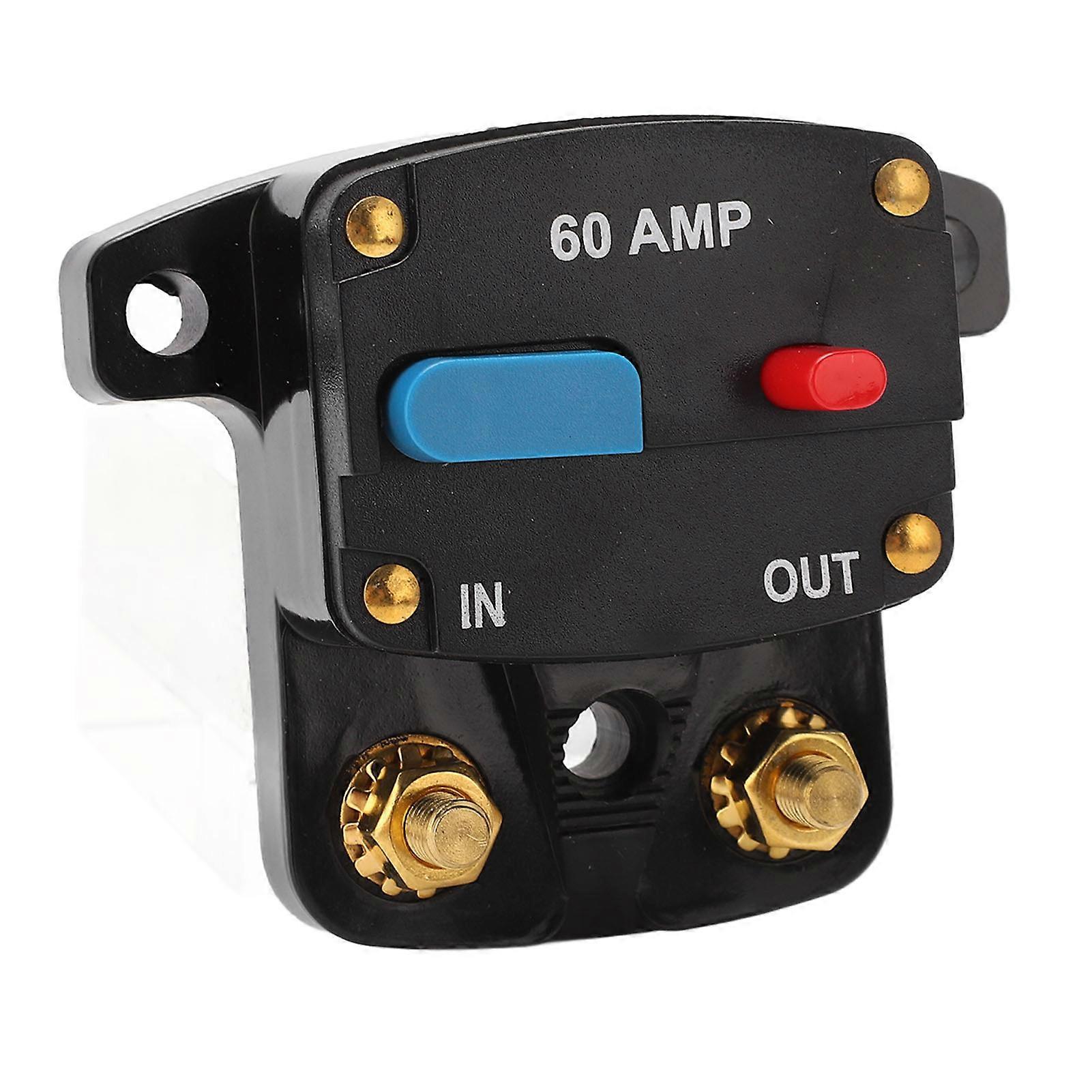 Car Audio Circuit Breaker Manual Reset Fuse Inline Inverter Holder for Car Audio Stereo System Boat Trucks Buses 60A
