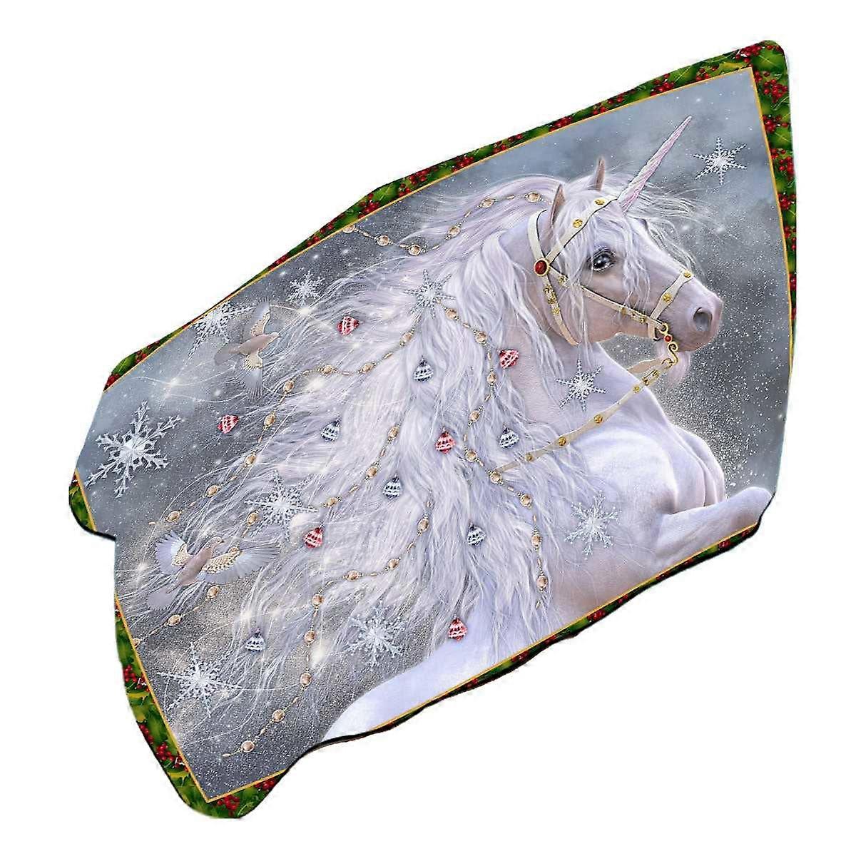 Christmas Magic White Unicorn Microfiber Beach Towel