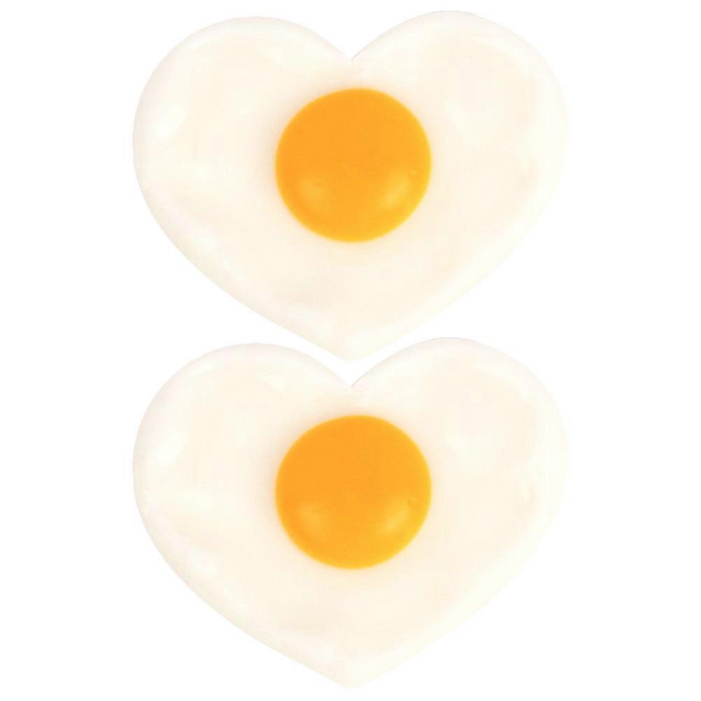 2pcs Simulated Fried Egg Model Decoration Model Prop Fake Heart-Shaped Fried Egg Props