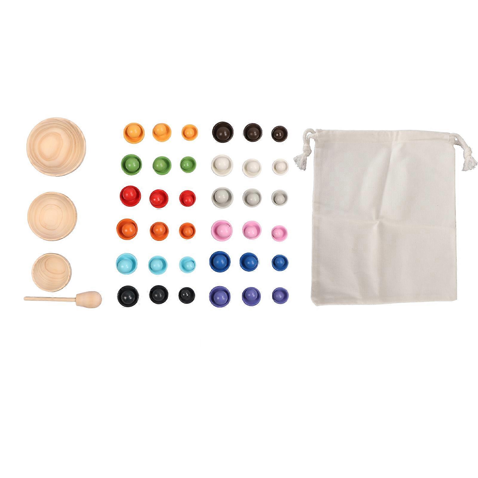 Wooden Sorting Balls Toys Multiple Color Classification Cup Game For Toddlers Preschool Learning Education