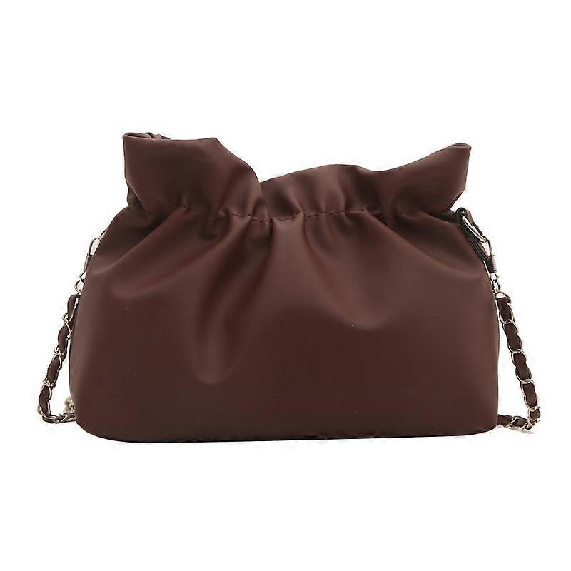 Ladies Lightweight Pleated Quilted Padded Handbag Cloud Bag,Coffee